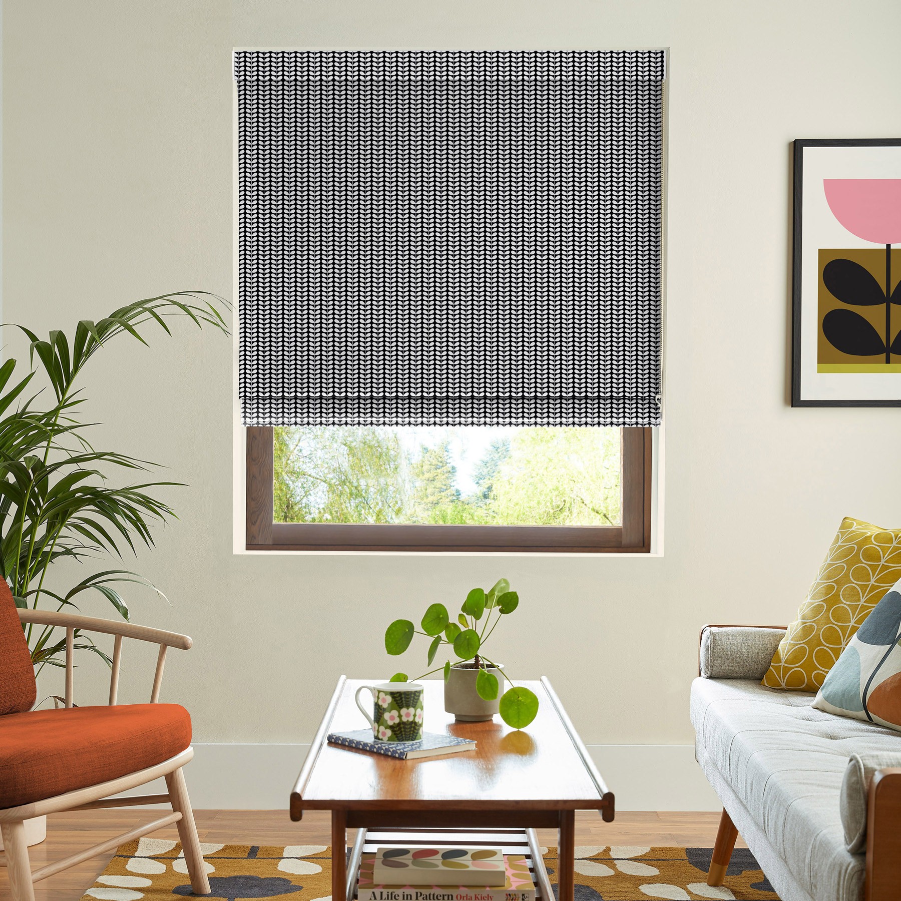 Orla Kiely Tiny Stem Whale Roman Blind