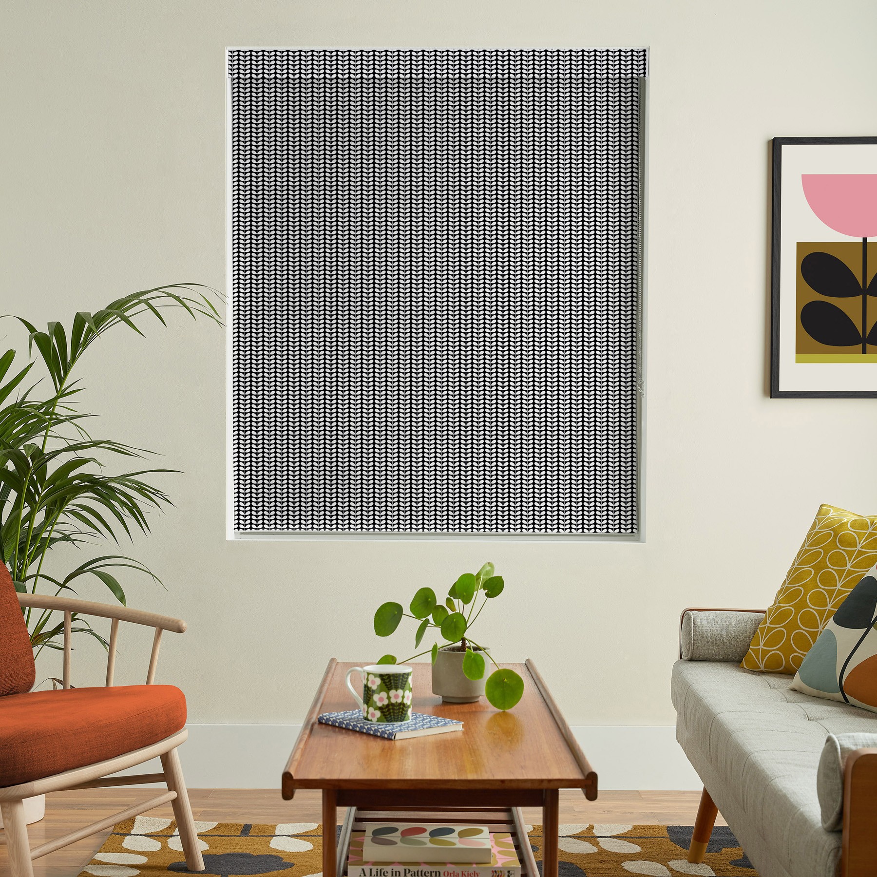 Orla Kiely Tiny Stem Whale Roman Blind
