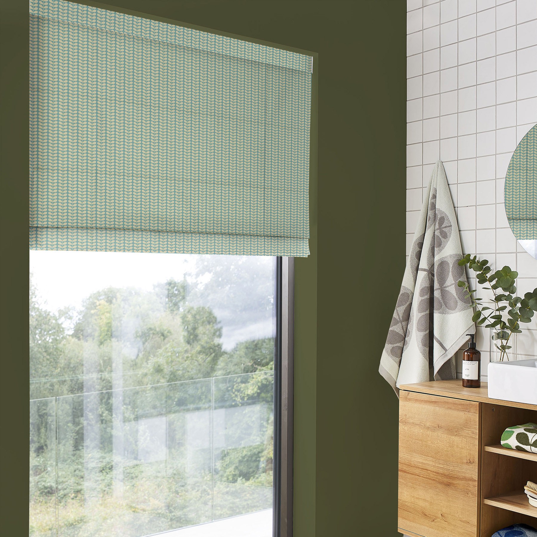 Orla Kiely Tiny Stem Duckegg Roman Blind