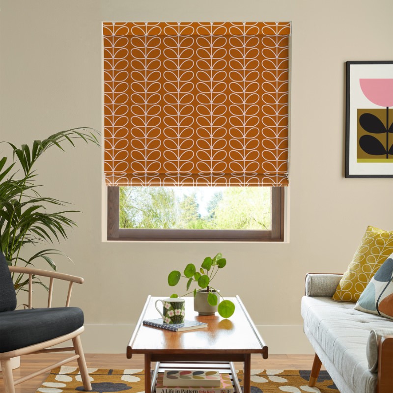Orla Kiely Linear Stem Persimmon Roman Blind