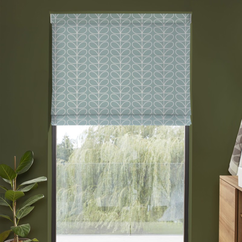 Orla Kiely Linear Stem Aqua Roman Blind
