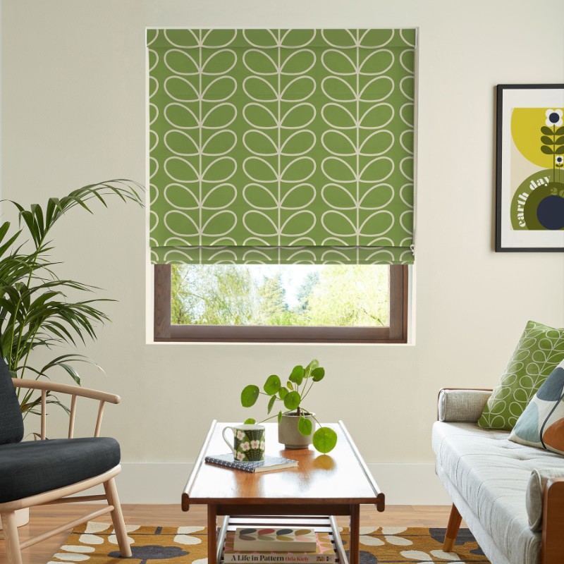 Orla Kiely Jumbo Linear Stem Chalky Green Roman Blind