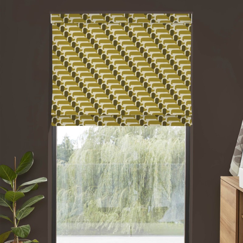 Orla Kiely Dog Show Yellow Roman Blind