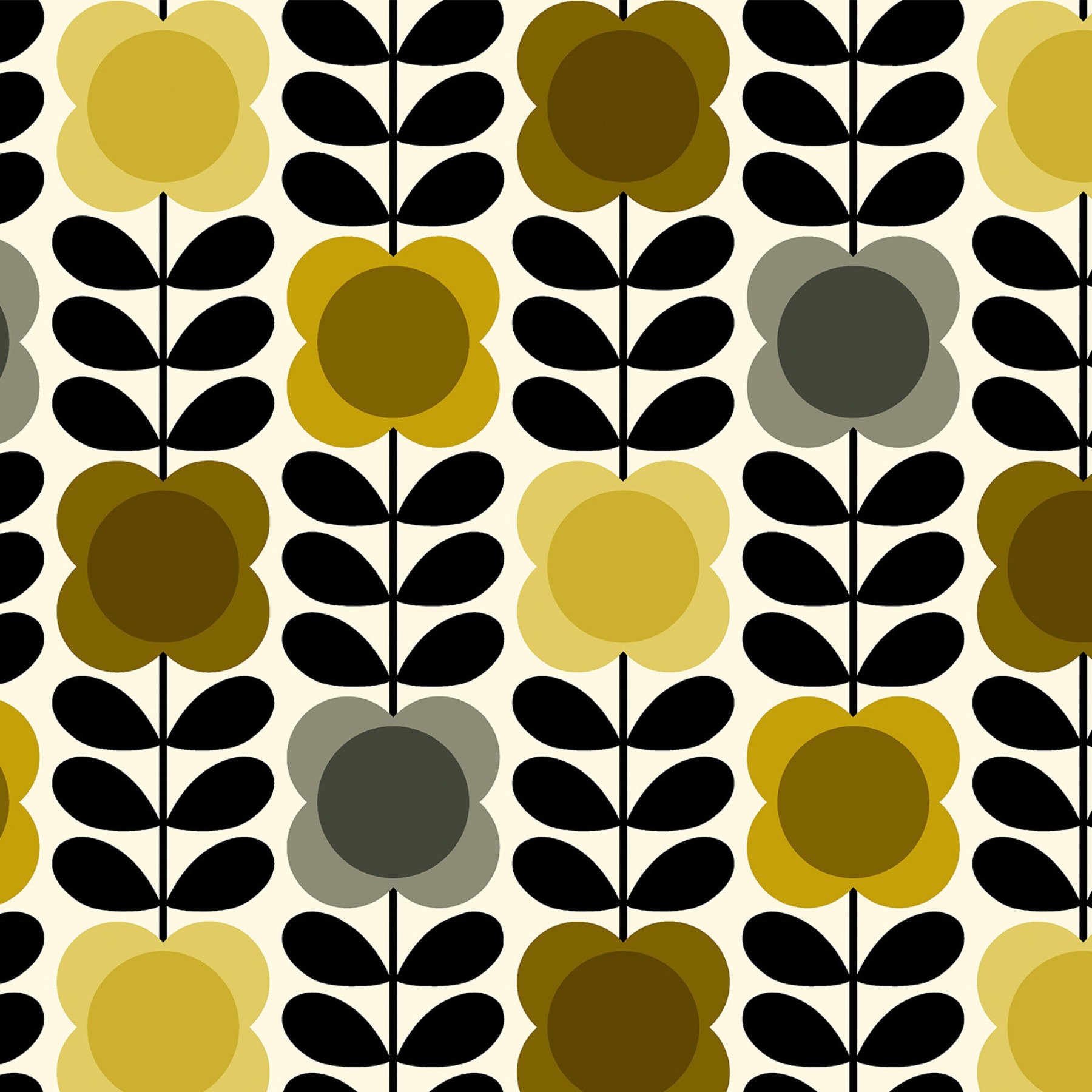 Orla Kiely Spot Flower Stem Yellow & Grey Roman Blind