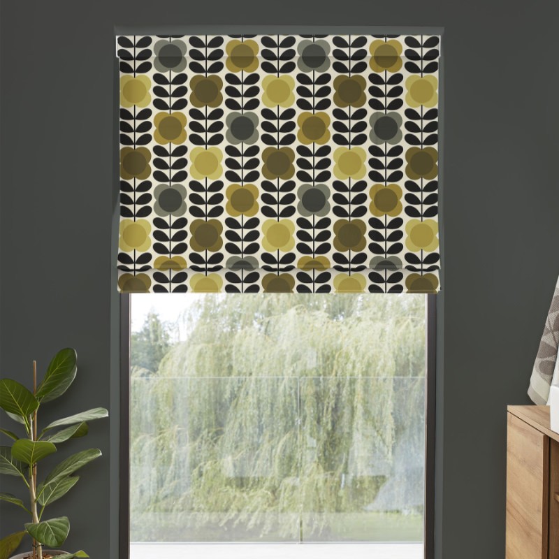 Orla Kiely Spot Flower Stem Yellow & Grey Roman Blind