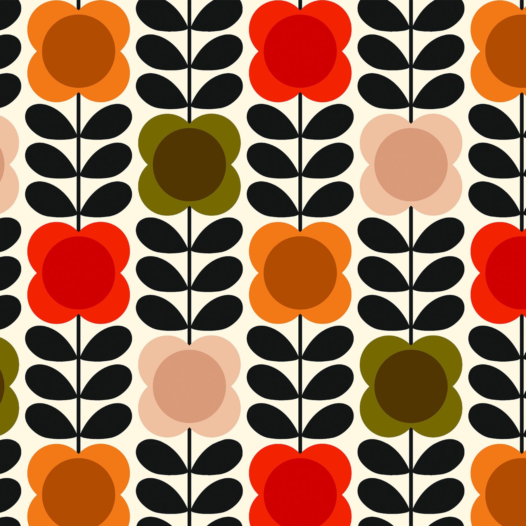 Orla Kiely Spot Flower Stem Tomato & Pink Roman Blind