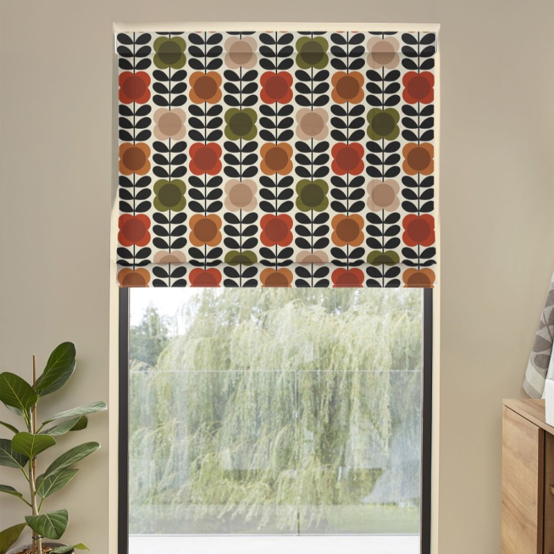 Orla Kiely Spot Flower Stem Tomato & Pink Roman Blind