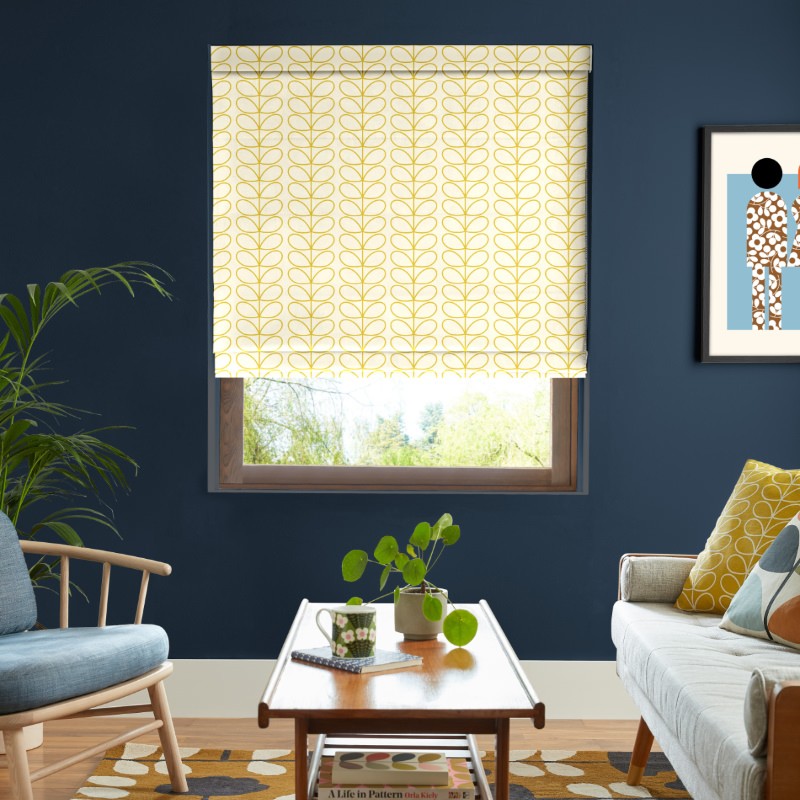 Orla Kiely Linear Stem Dandelion on Cream Roman Blind