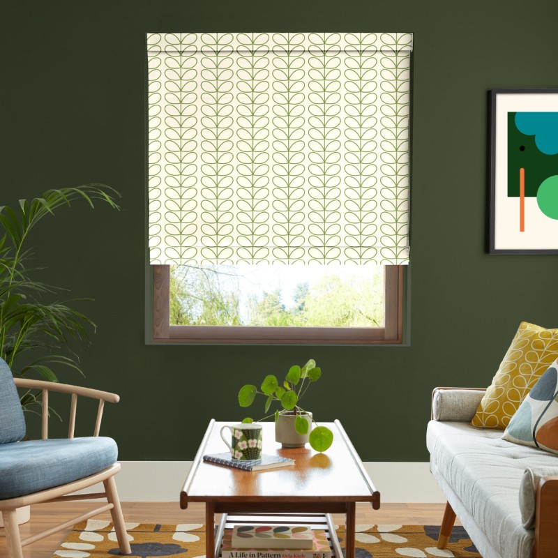 Orla Kiely Linear Stem Dark Grass Green Roman Blind