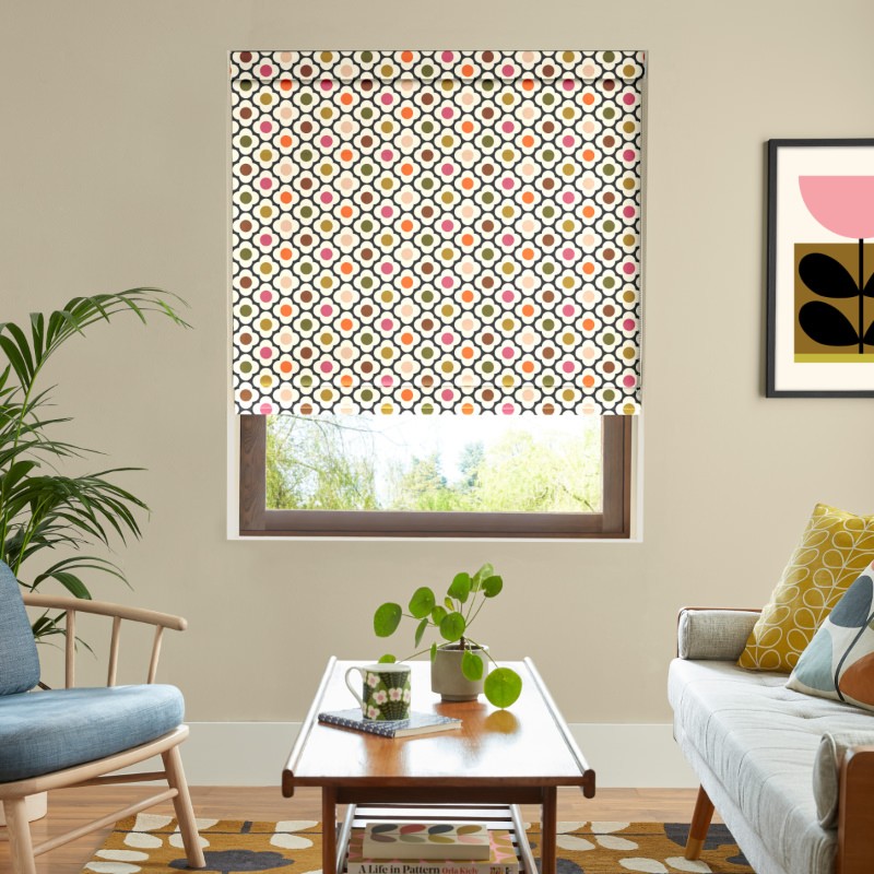 Orla Kiely Spot Flower Ditsy Red Multi Roman Blind