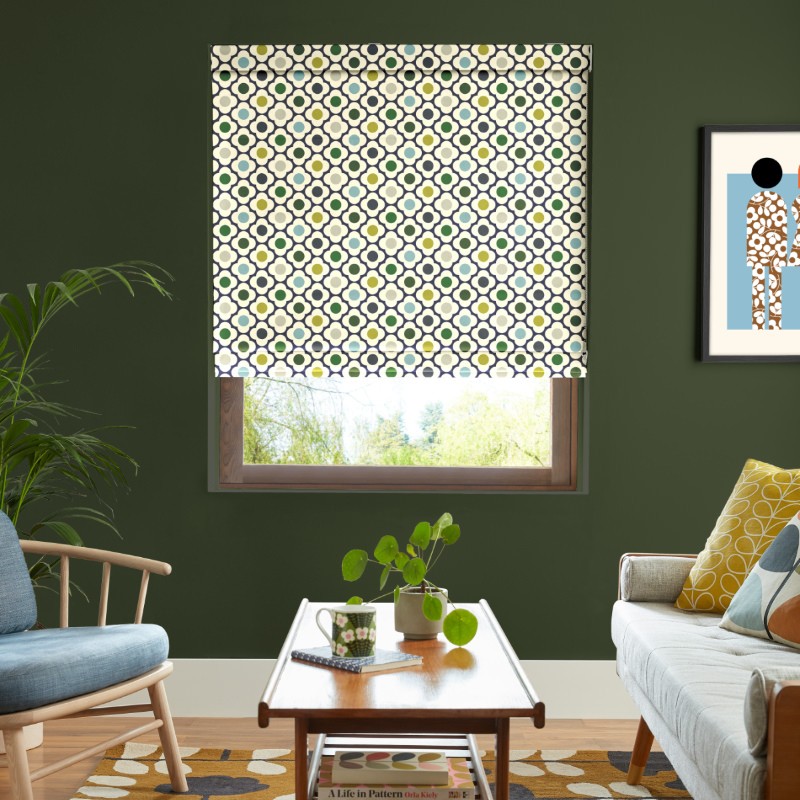 Orla Kiely Spot Flower Ditsy Blue Multi Roman Blind