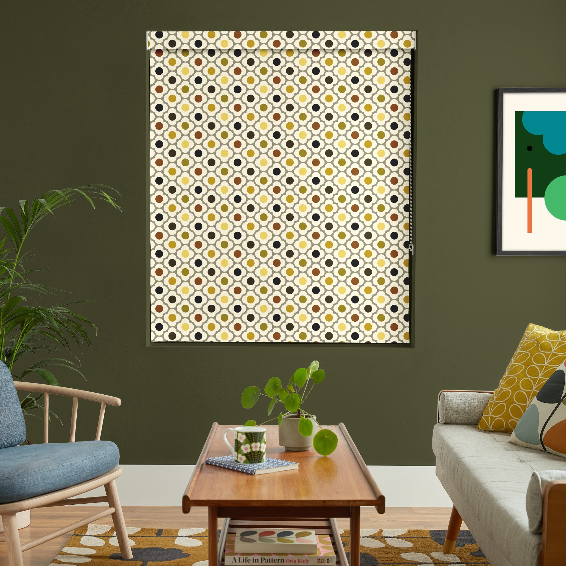 Orla Kiely Spot Flower Ditsy Yellow Multi Roman Blind