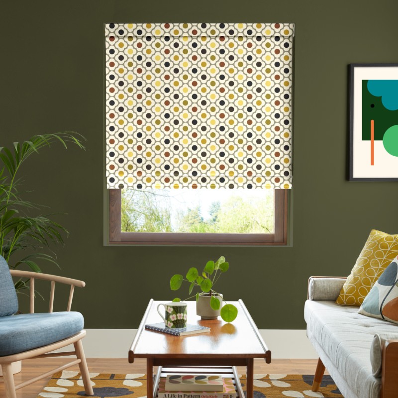 Orla Kiely Spot Flower Ditsy Yellow Multi Roman Blind