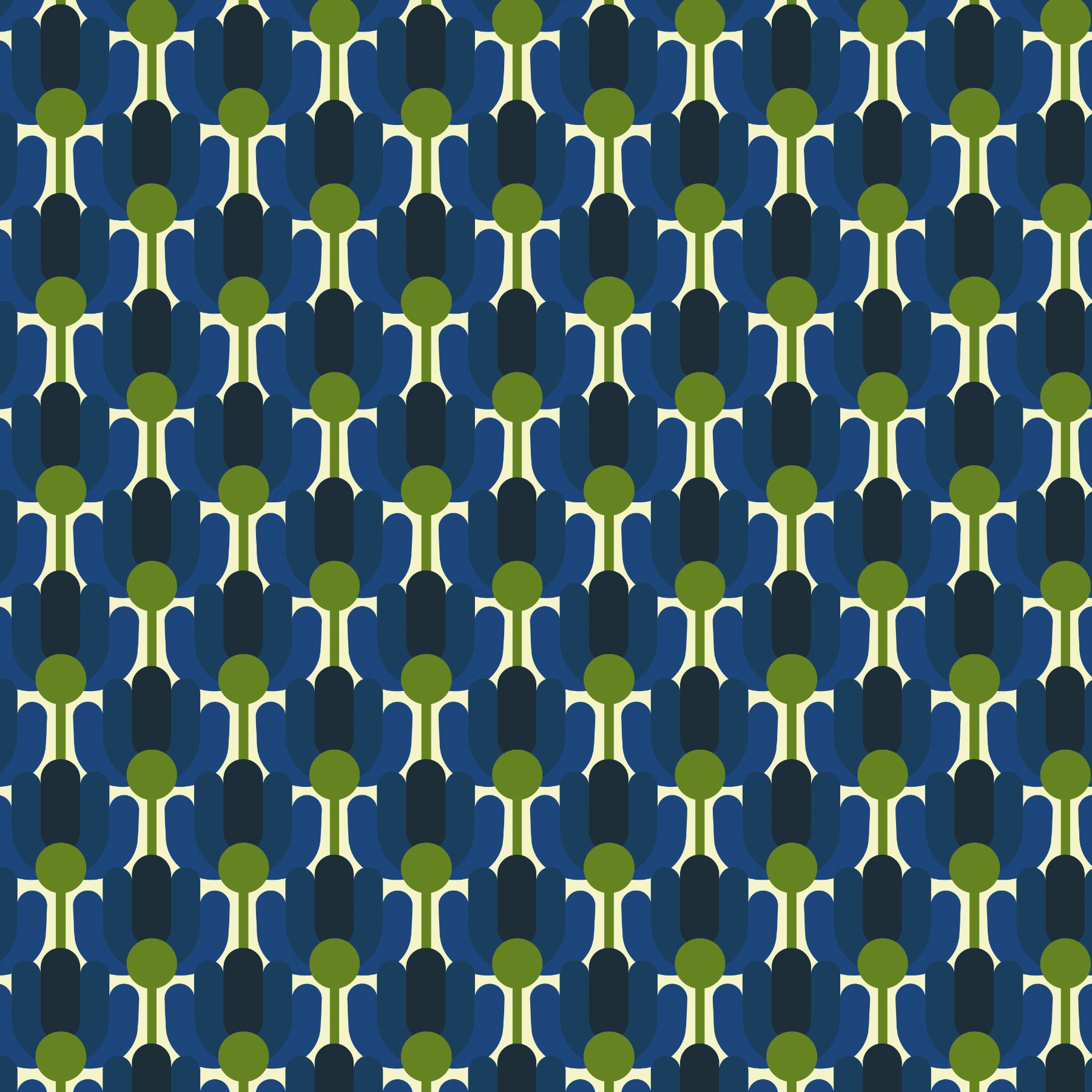 Orla Kiely Florida Navy Whale Roman Blind