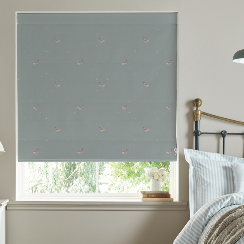 Sophie Allport Hare Teal Blue Roman Blind