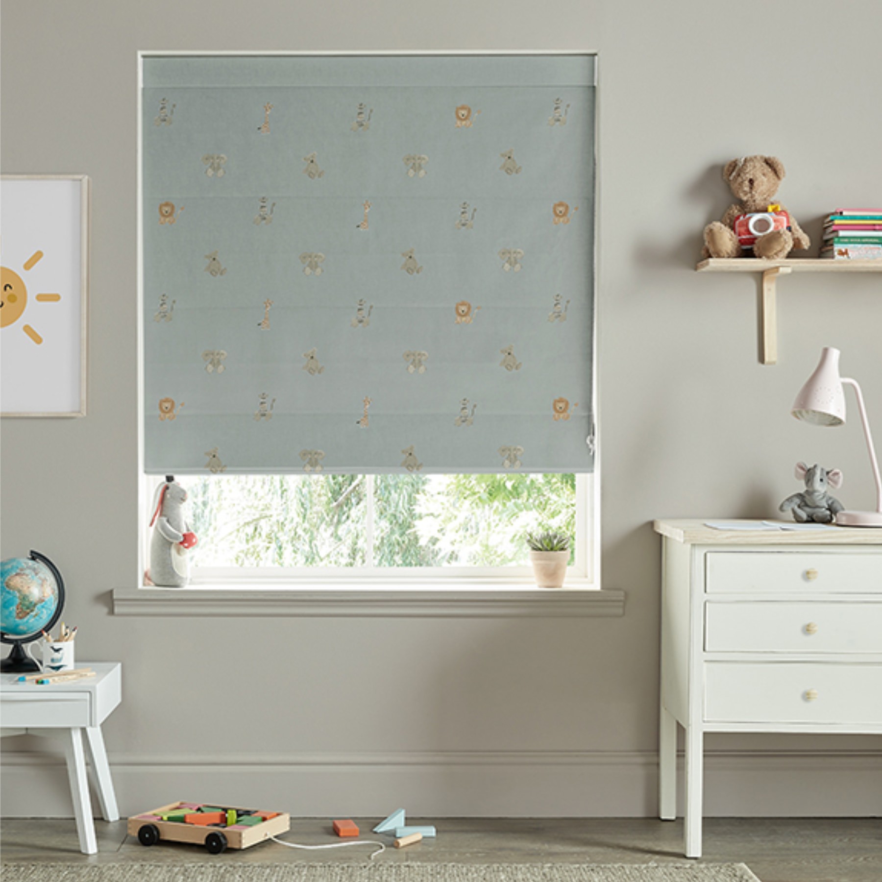 Sophie Allport Bears Sage Green Roman Blind