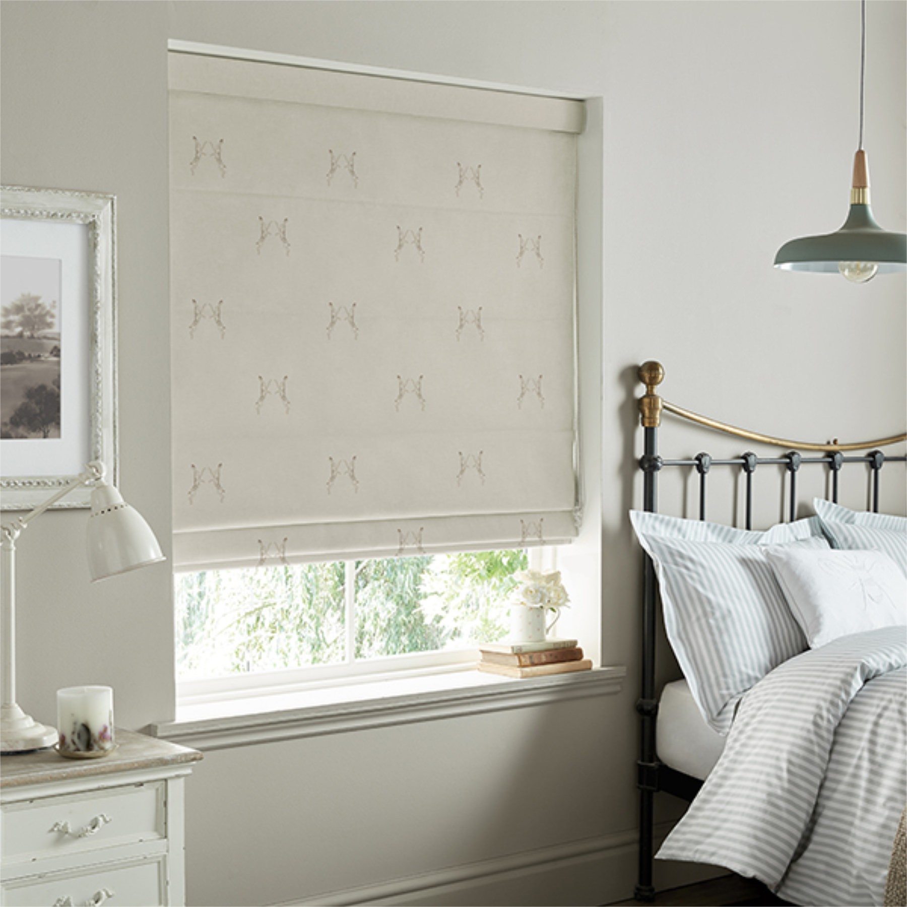 Sophie Allport Boxing Hares  Natural Roman Blind