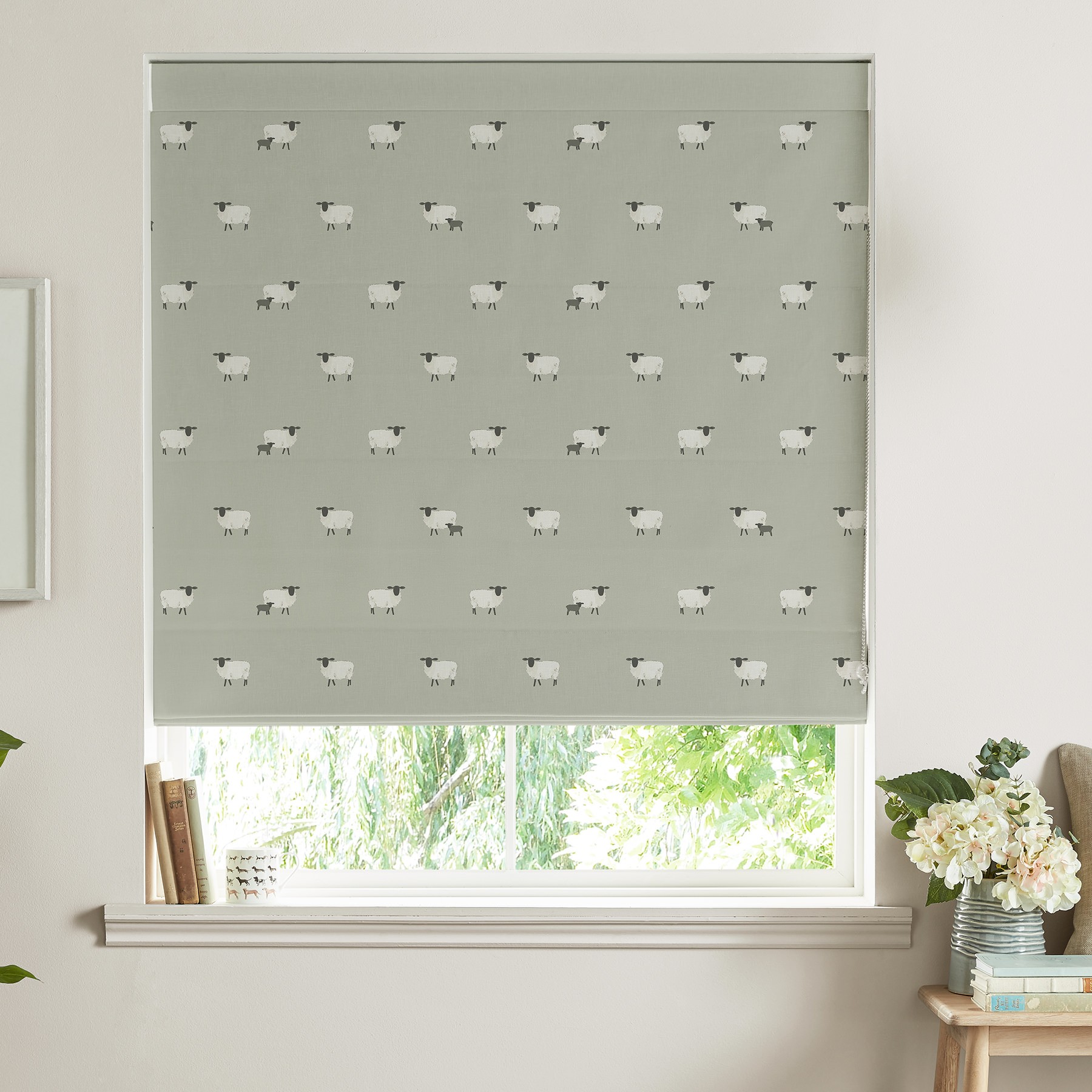 Sophie Allport Sheep  Sage Roman Blind