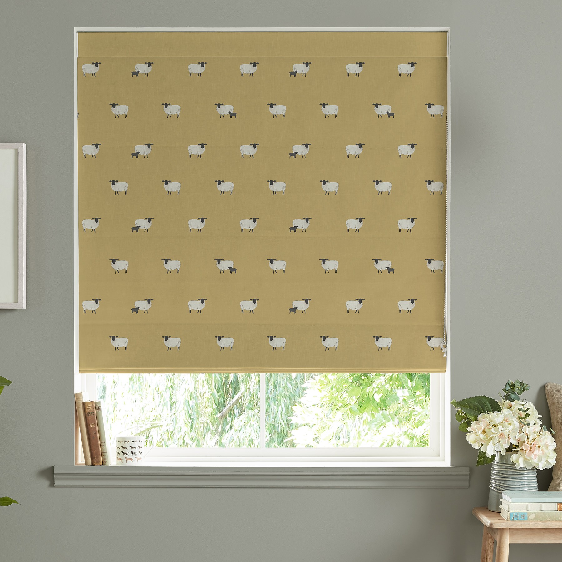 Sophie Allport Sheep  Ochre Roman Blind