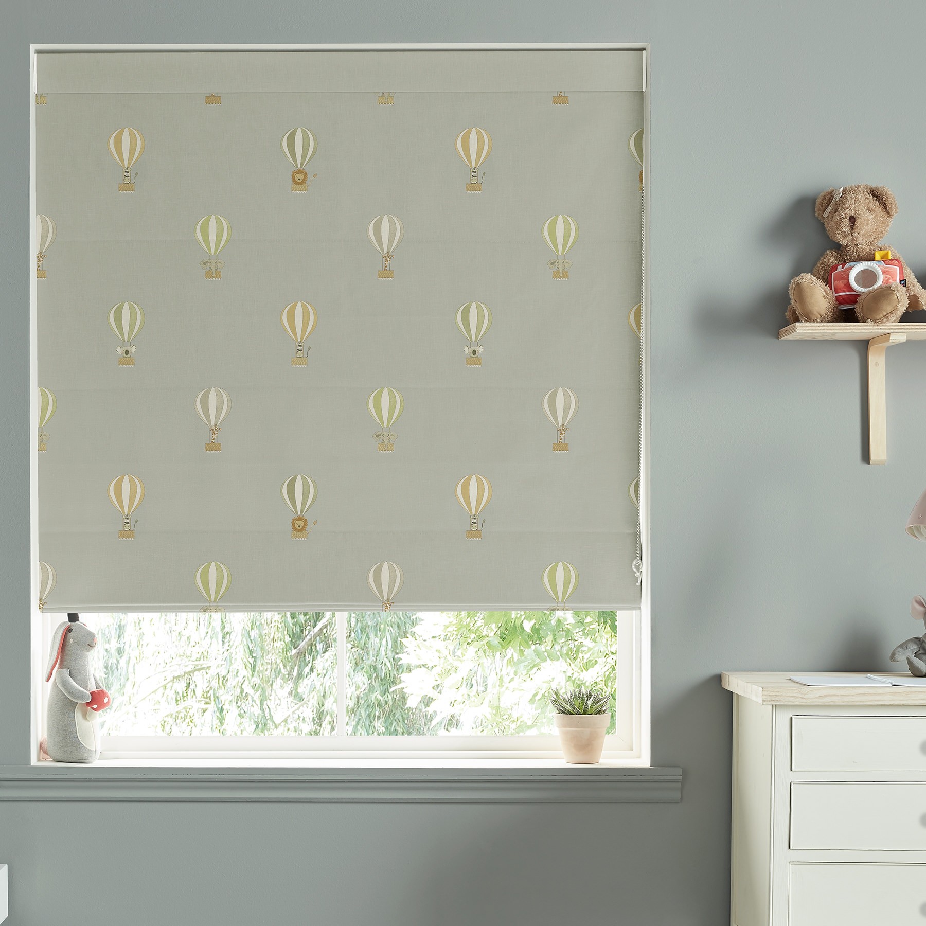 Sophie Allport Bears & Balloons Mint Grey Roman Blind