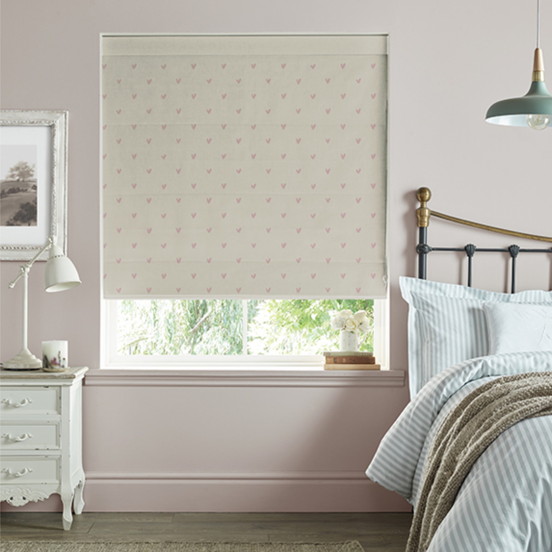 Sophie Allport Hearts Blush Roman Blind
