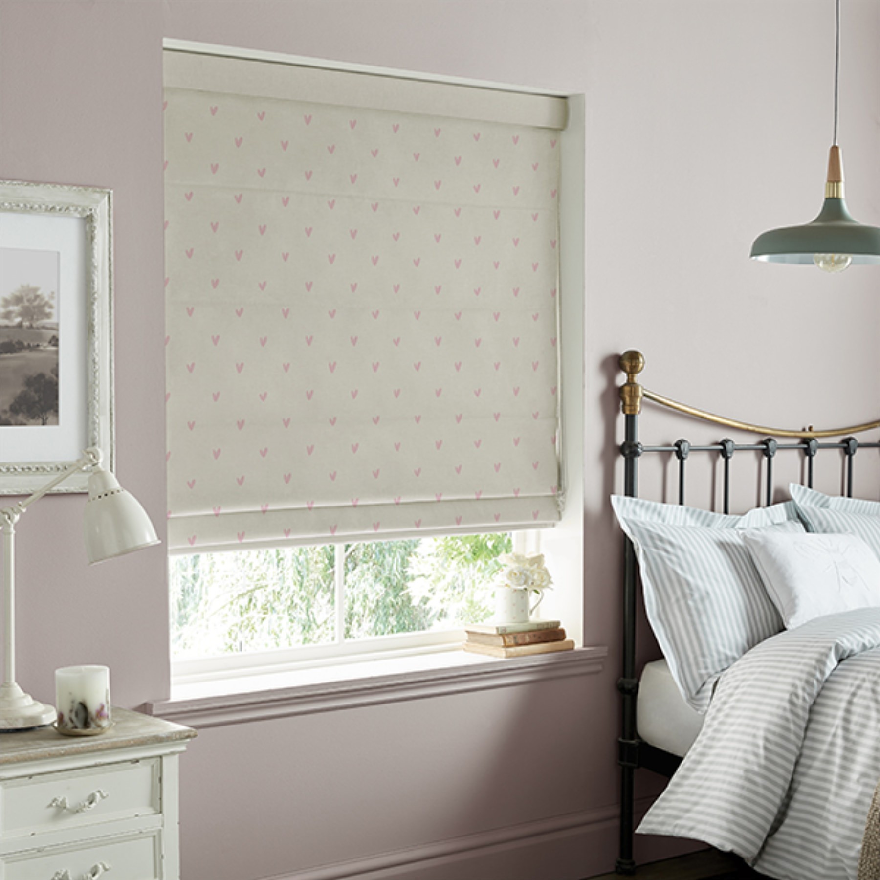 Sophie Allport Hearts Blush Roman Blind
