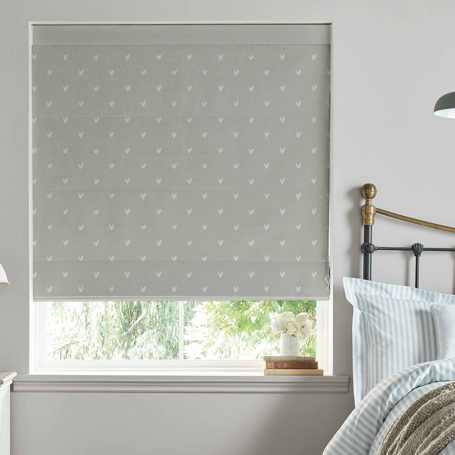 Sophie Allport Hearts Grey Roman Blind