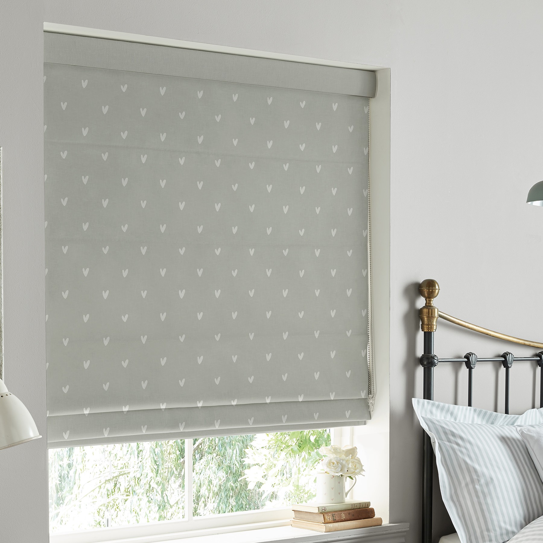 Sophie Allport Hearts Grey Roman Blind