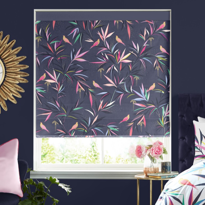 Sara Miller Bamboo Smokey Blue Roman Blind