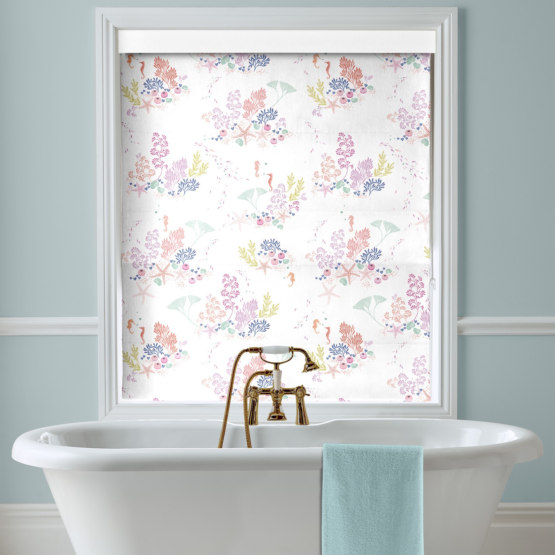 Sara Miller Underwater White Roman Blind