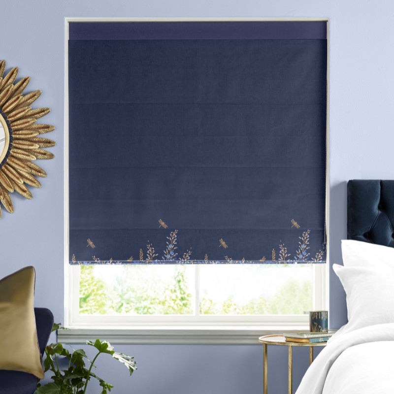 Sara Miller Wisteria Navy Roman Blind