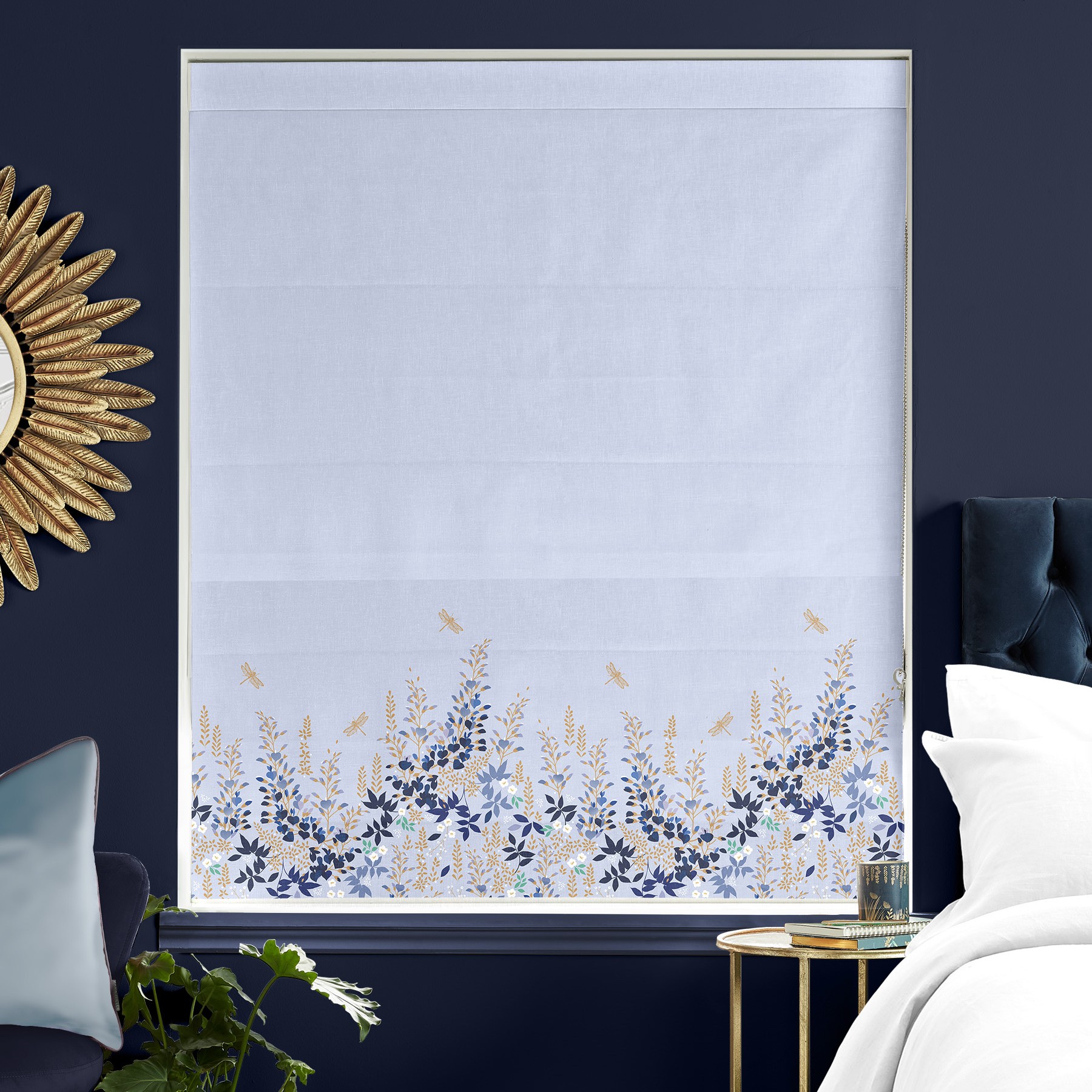 Sara Miller Wisteria Pale Blue Roman Blind