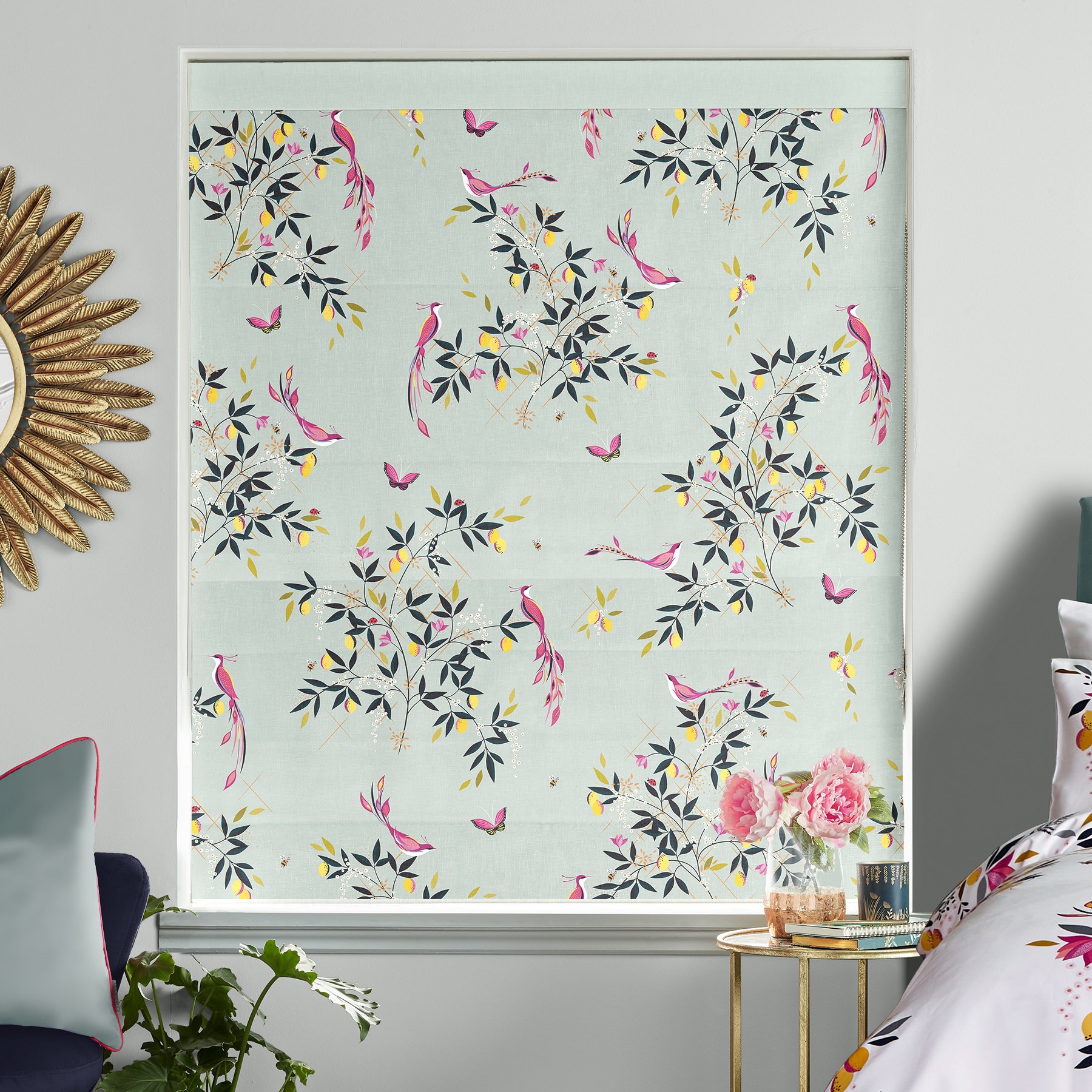 Sara Miller Birds & Trellis Duckegg Roman Blind