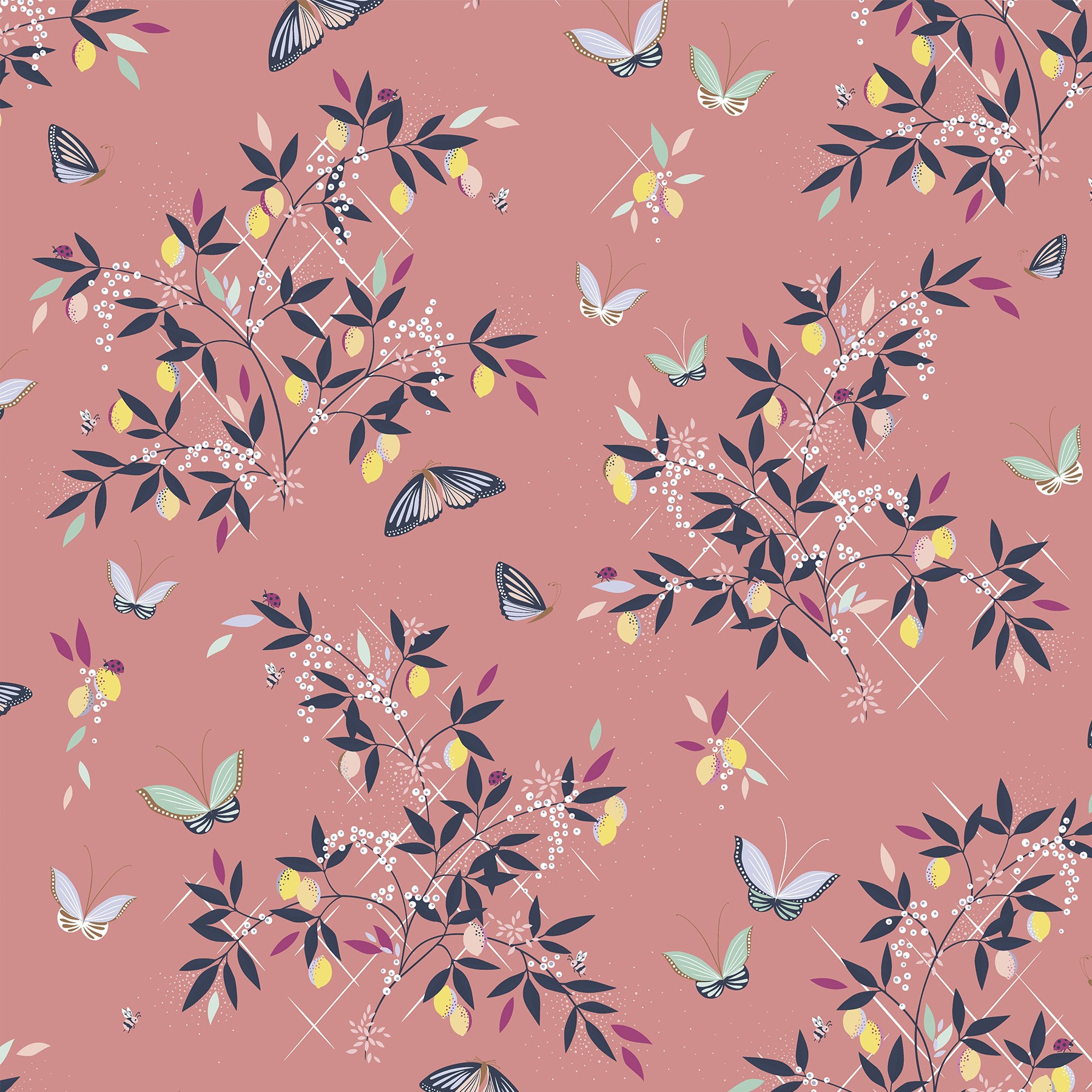 Sara Miller Butterflies & Trellis Peach Roman Blind