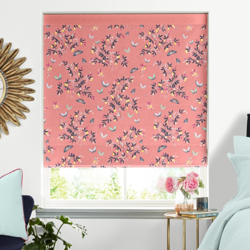 Sara Miller Butterflies & Trellis Peach Roman Blind
