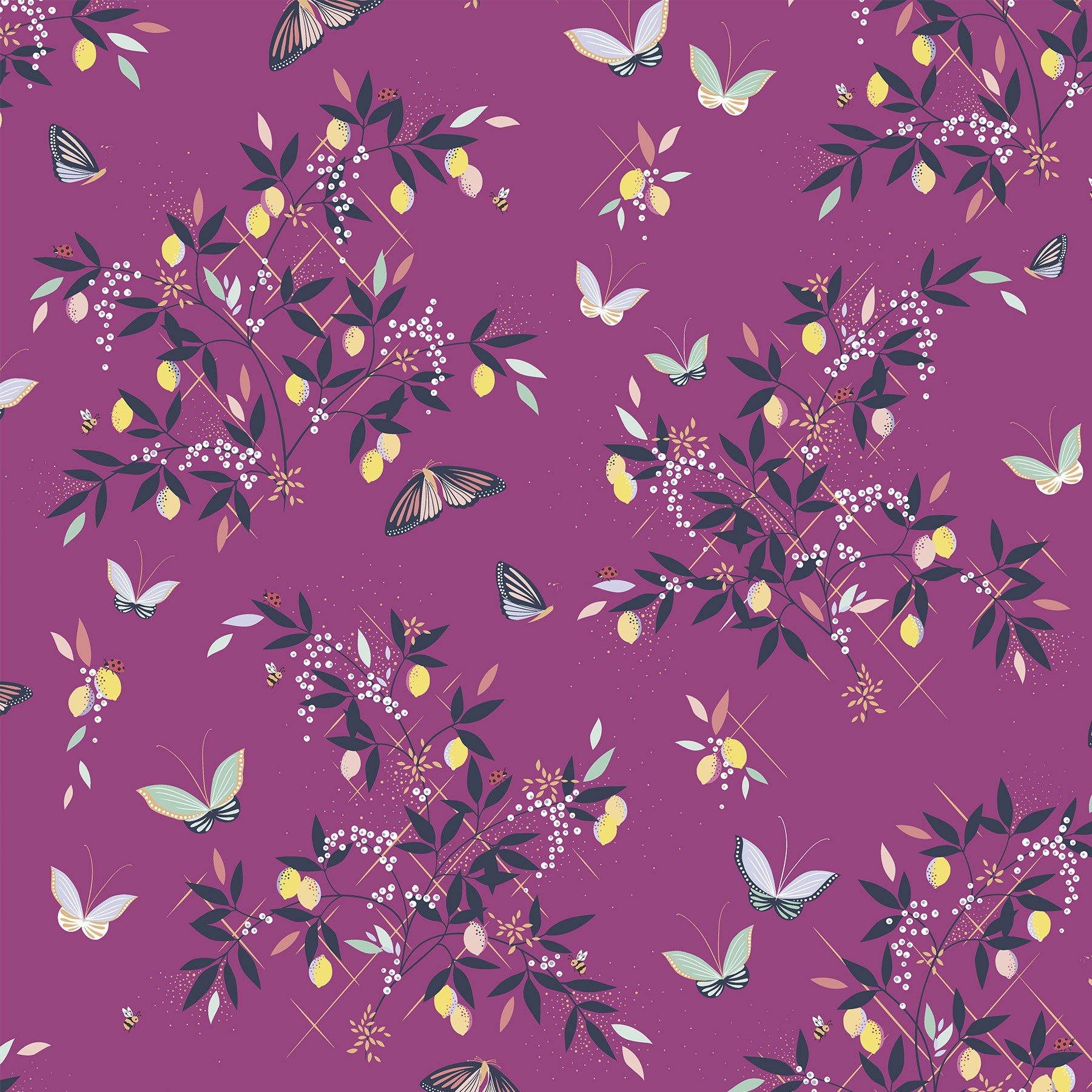 Sara Miller Butterflies & Trellis Purple Roman Blind