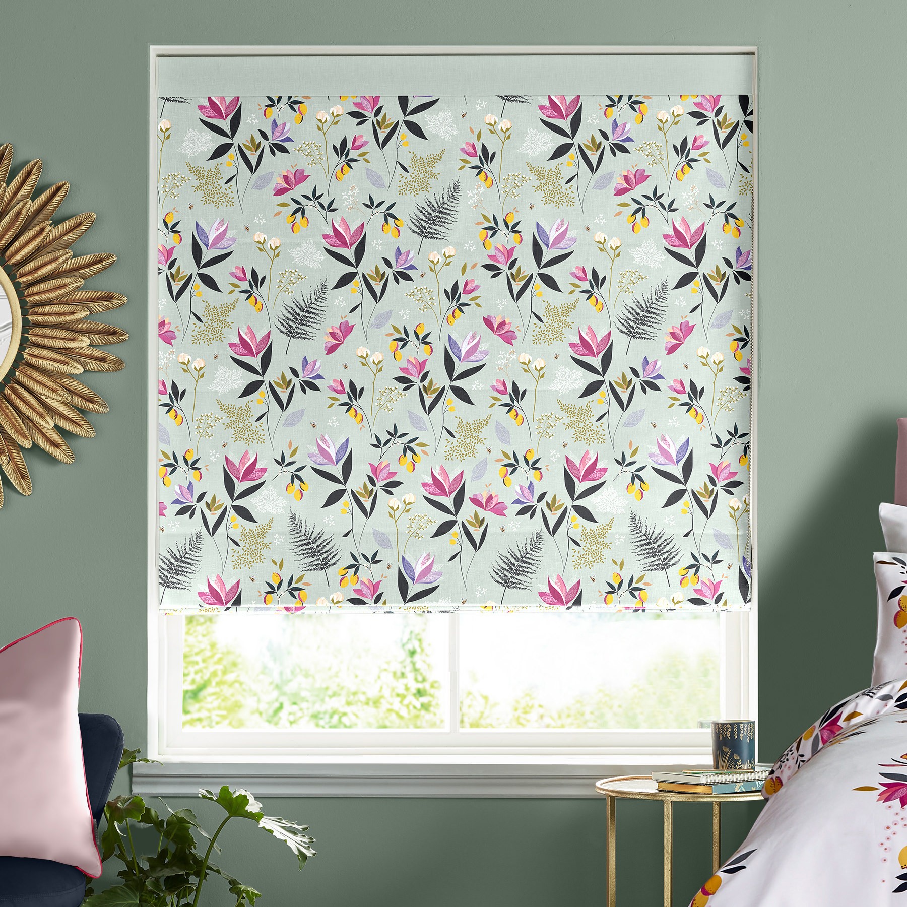 Sara Miller Orchard Floral Duckegg Roman Blind