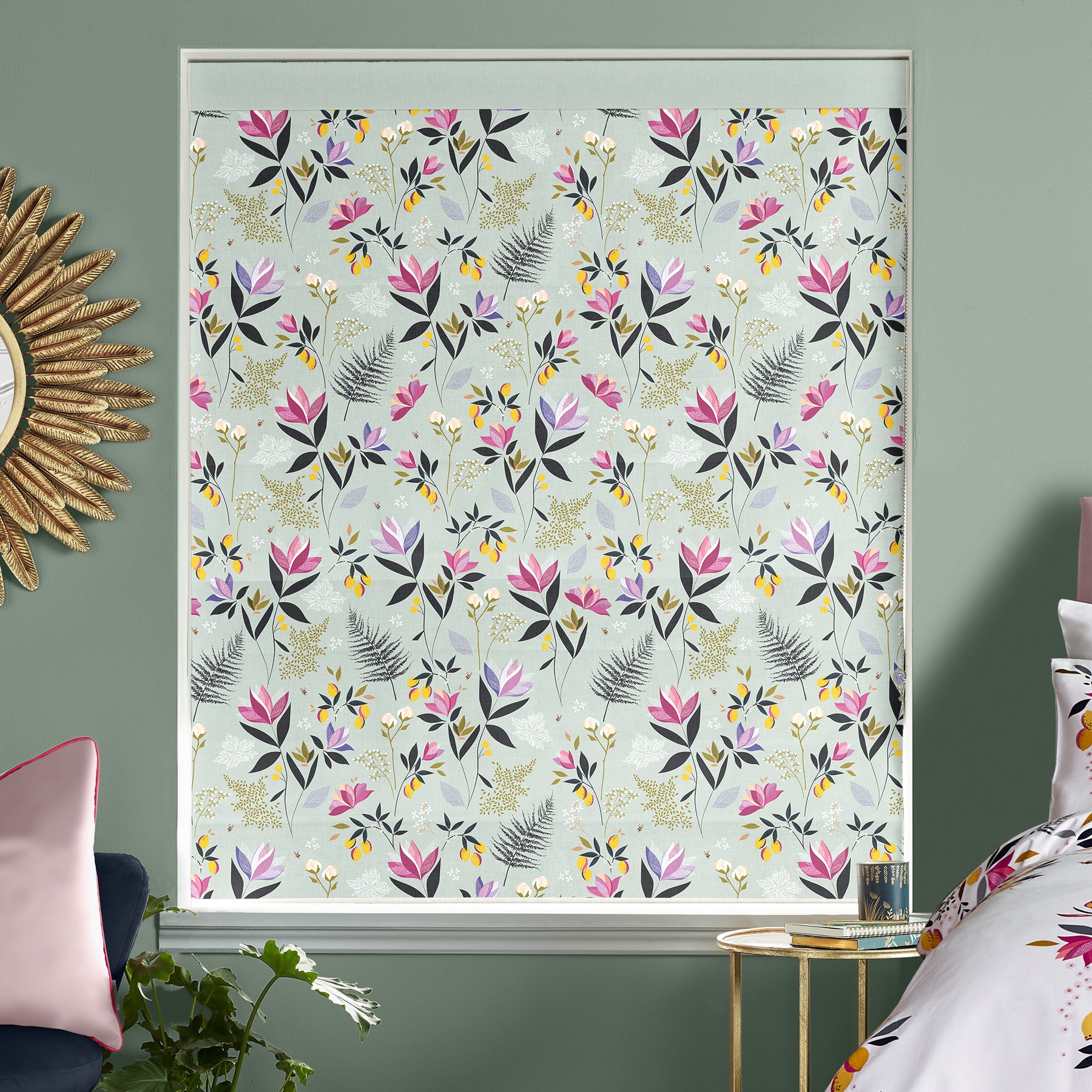Sara Miller Orchard Floral Duckegg Roman Blind