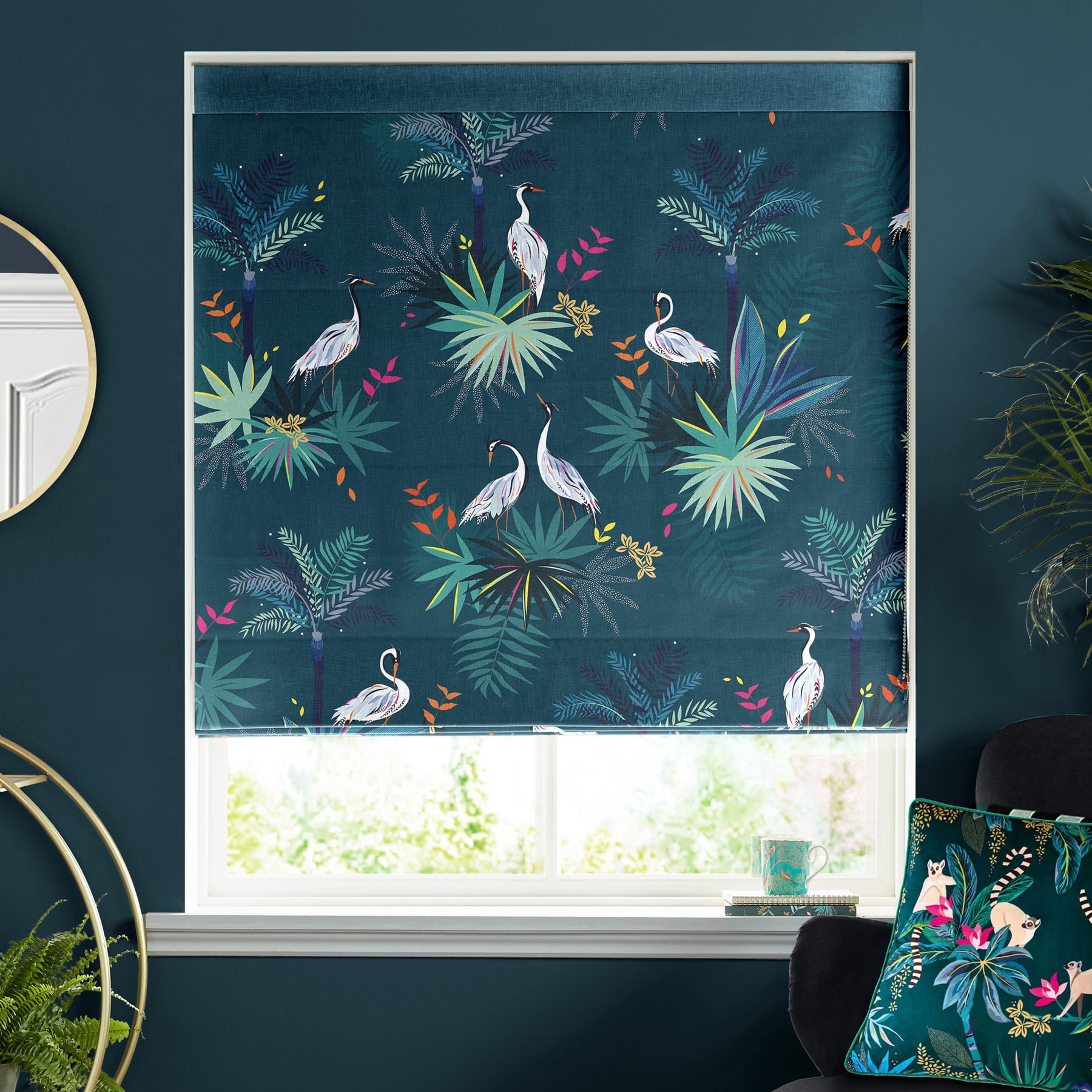 Sara Miller Heron  Teal Roman Blind