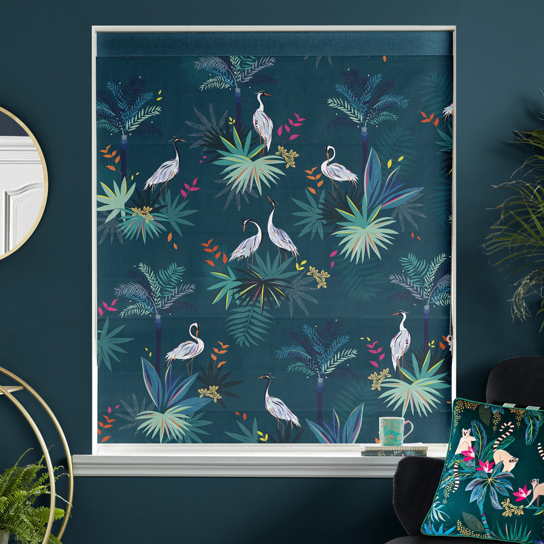 Sara Miller Heron  Teal Roman Blind