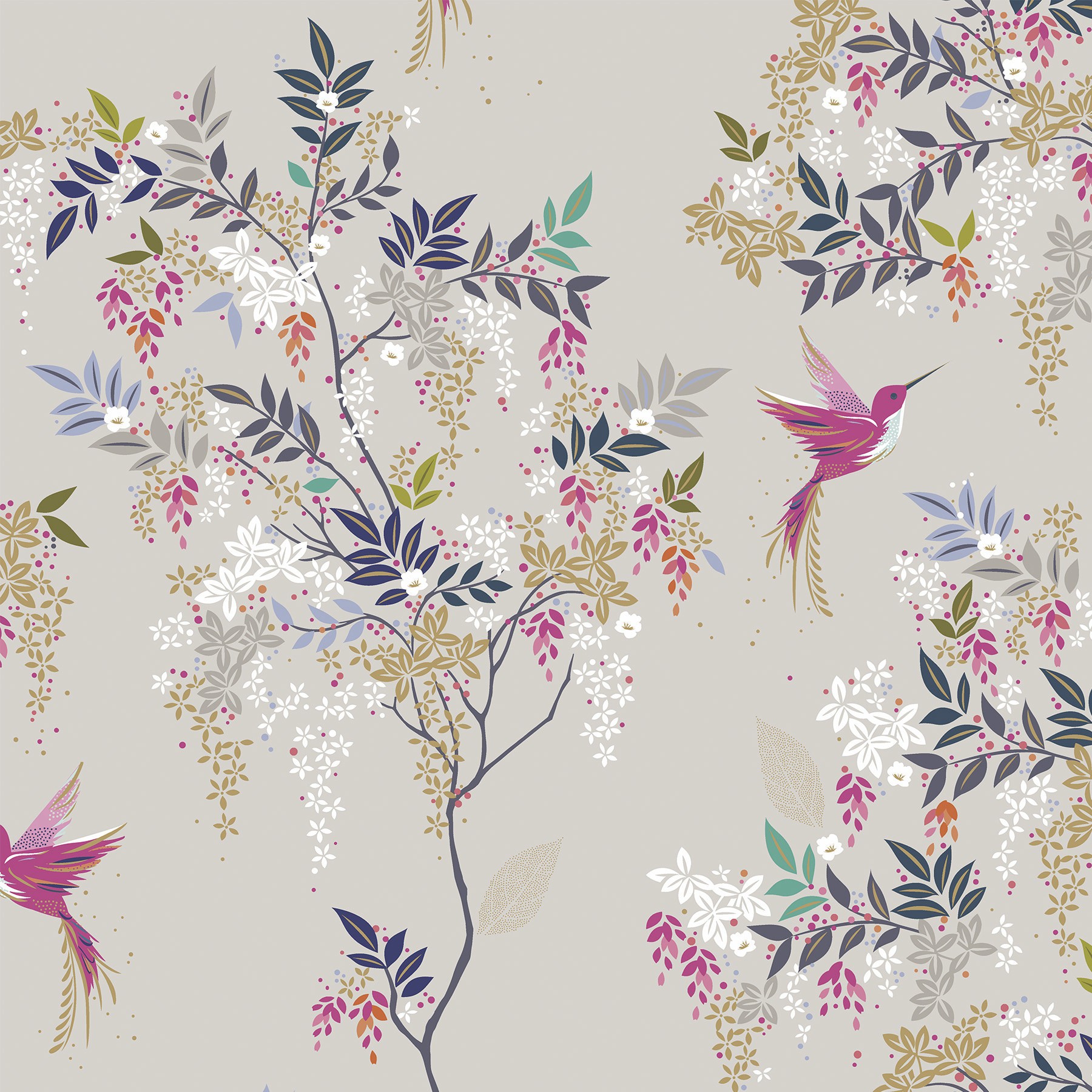 Sara Miller Hummingbird Oyster Roman Blind