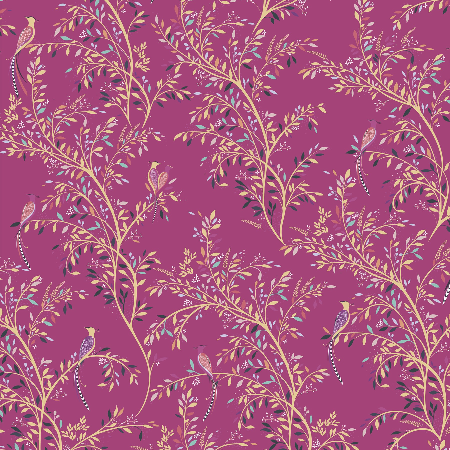 Sara Miller Birds of Paradise  Fuchsia Roman Blind