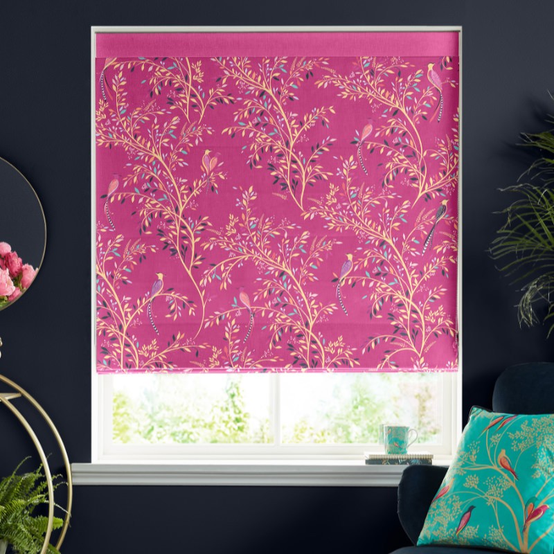 Sara Miller Birds of Paradise  Fuchsia Roman Blind