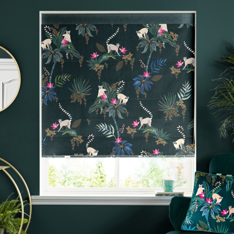 Sara Miller Lemur Forest Green Roman Blind