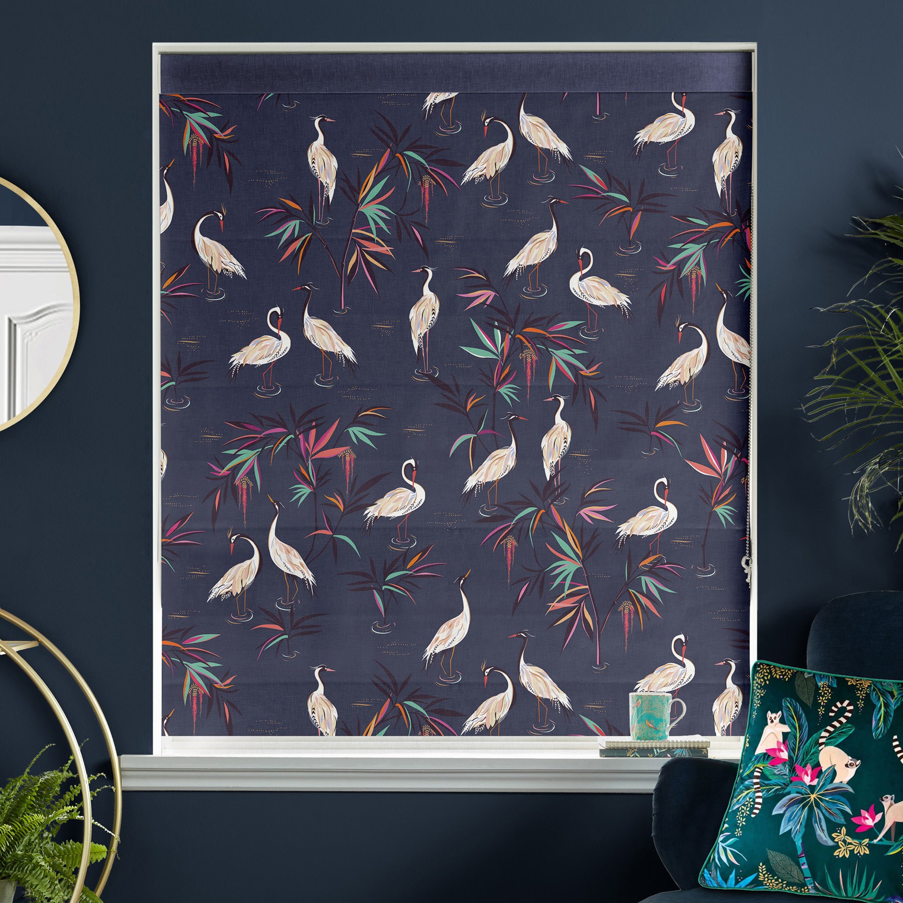 Sara Miller Heron Smokey Blue Roman Blind