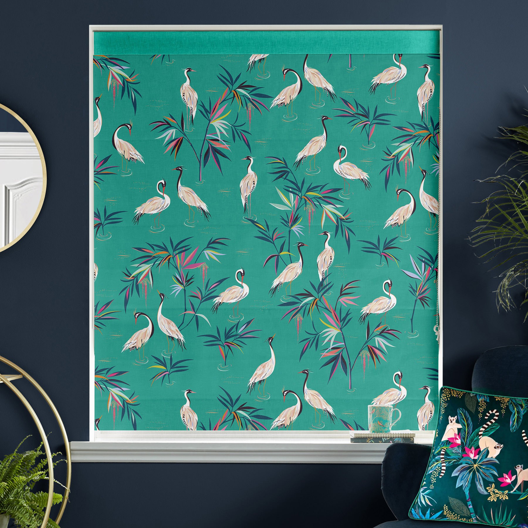 Sara Miller Heron Green Roman Blind
