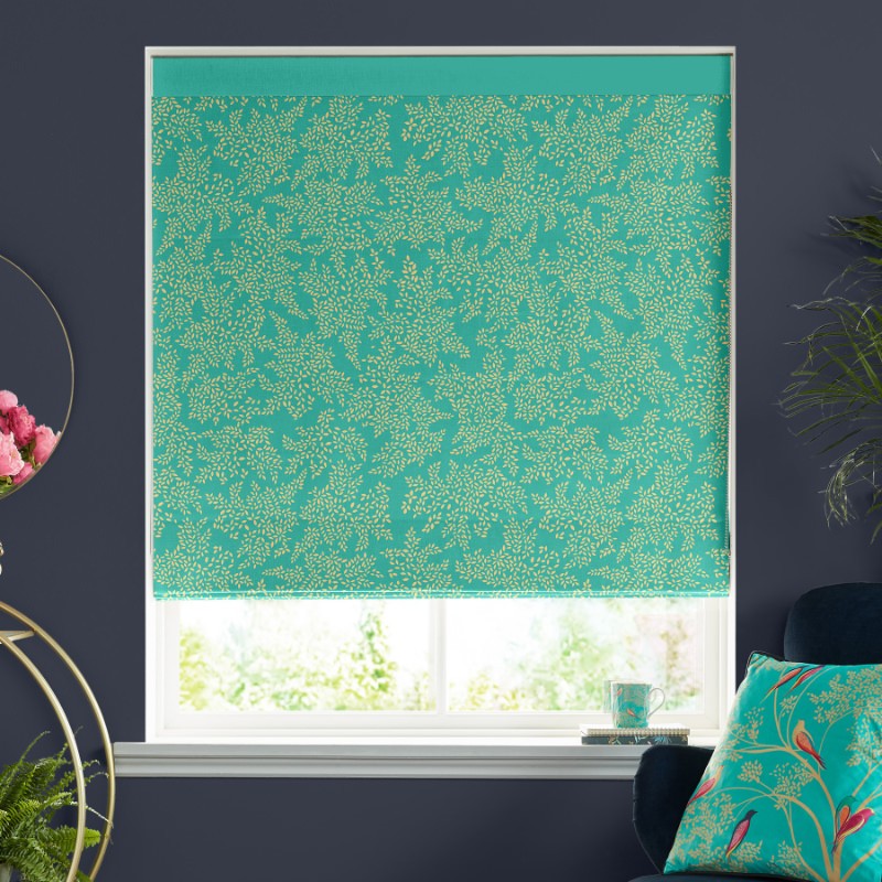 Sara Miller Little Leaves Green Roman Blind