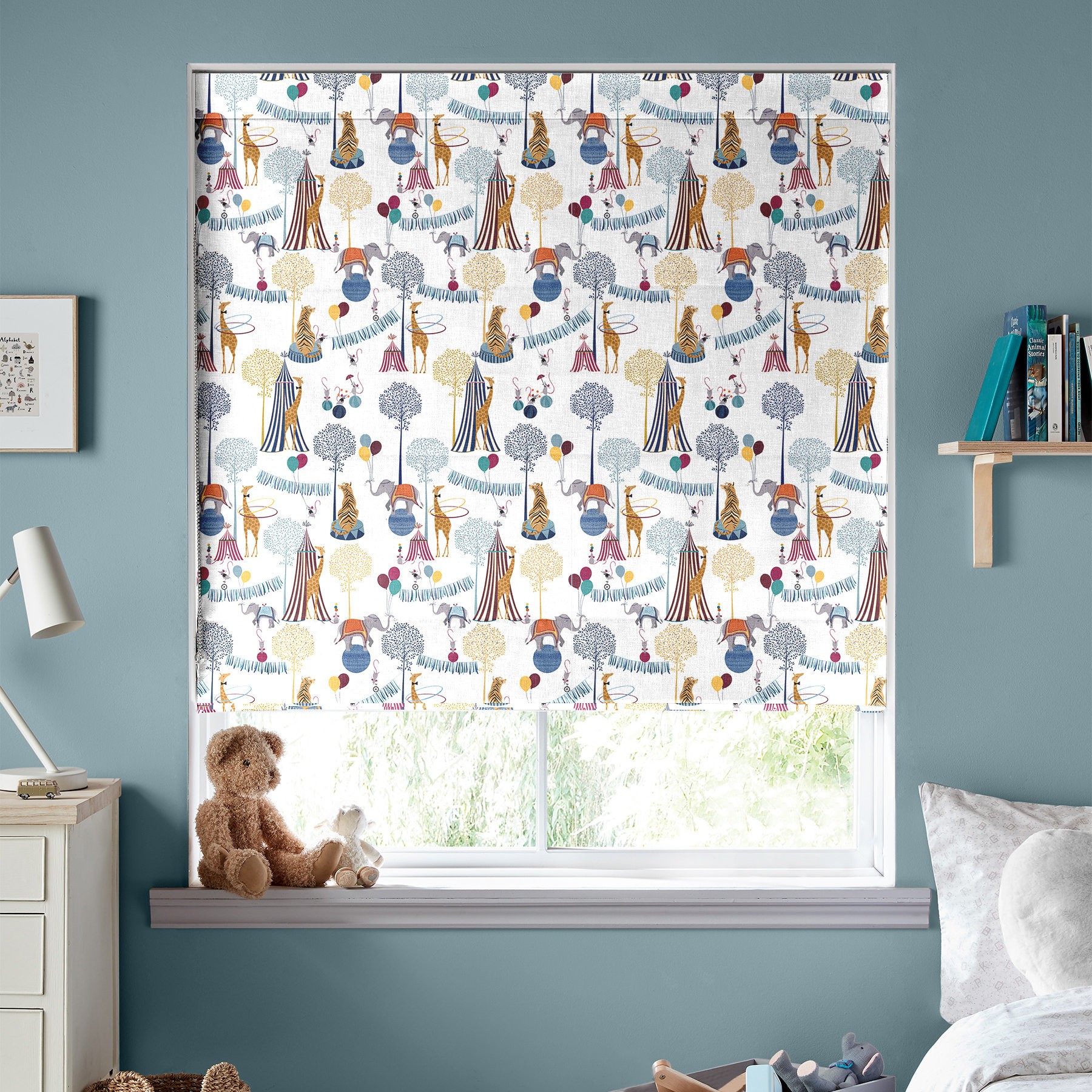 Sara Miller Circus White Roman Blind