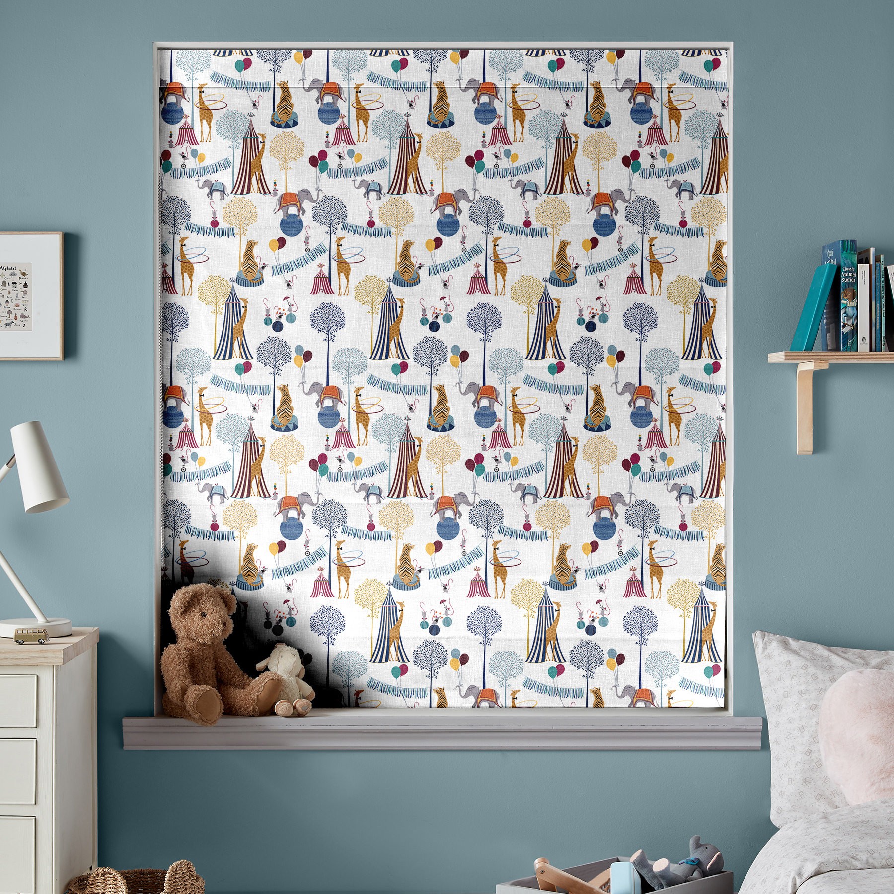 Sara Miller Circus White Roman Blind