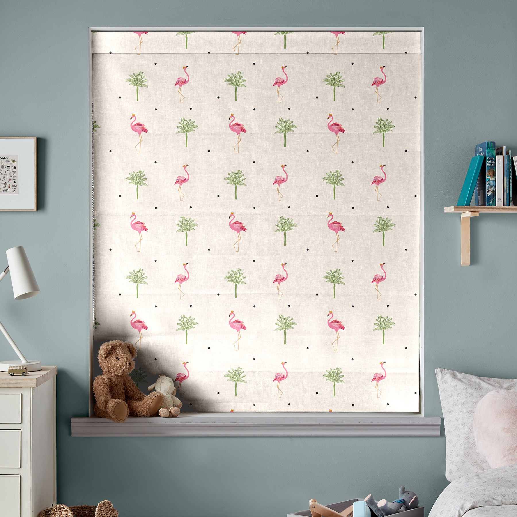 Sara Miller Flamingo Cream Roman Blind